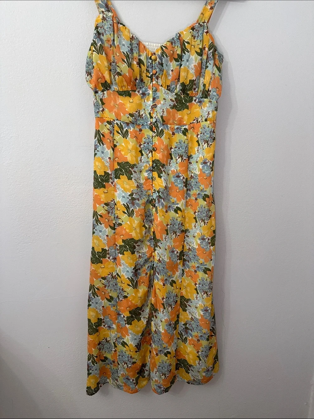 Abercrombie & Fitch Yellow Orange Blue Floral Maxi Dress